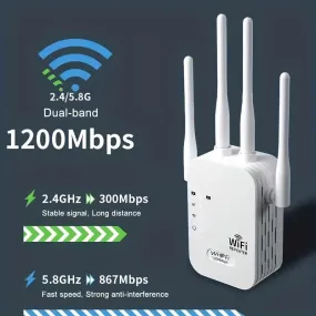 1200 Mbps Dual Band WiFi Extender with 35 Device Support