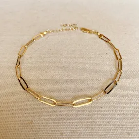 18k Gold Filled Classic Paperclip Chain Anklet