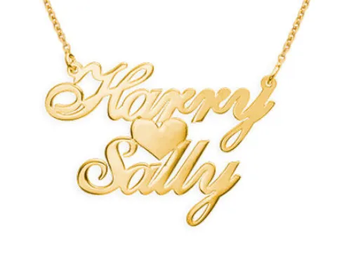 18k Gold-Plated Sterling Silver Two Names & Heart Pendant