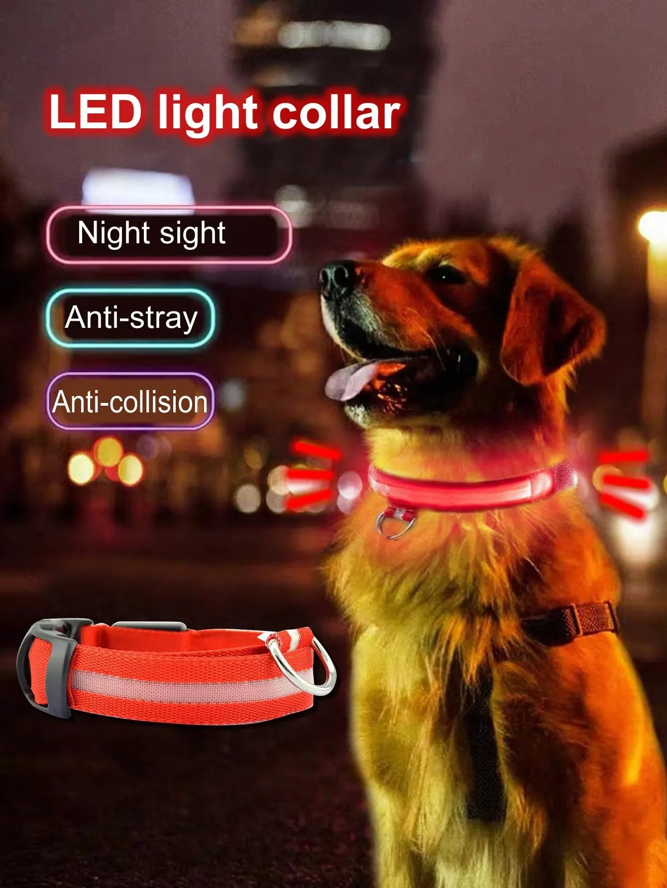 1pc LED Light Pet Collar Blue ABS Creative Pet Collar For Outdoor