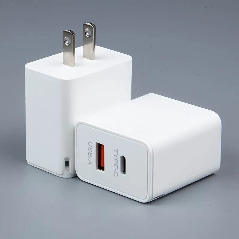 1pc/2pcs Fast Charger Total 20W Dual-port PD Adapter Wall USB Type C Port