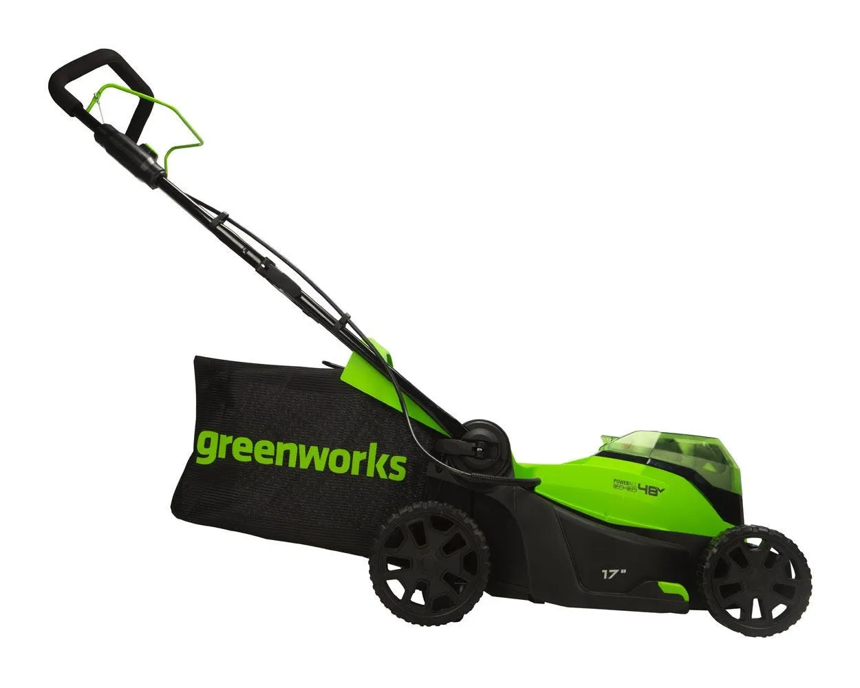 48V (2x24V) 17" Cordless Battery Push Mower & FREE Drill/Driver Combo Kit w/ (2) 4.0 Ah USB Batteries & Dual Port Charger