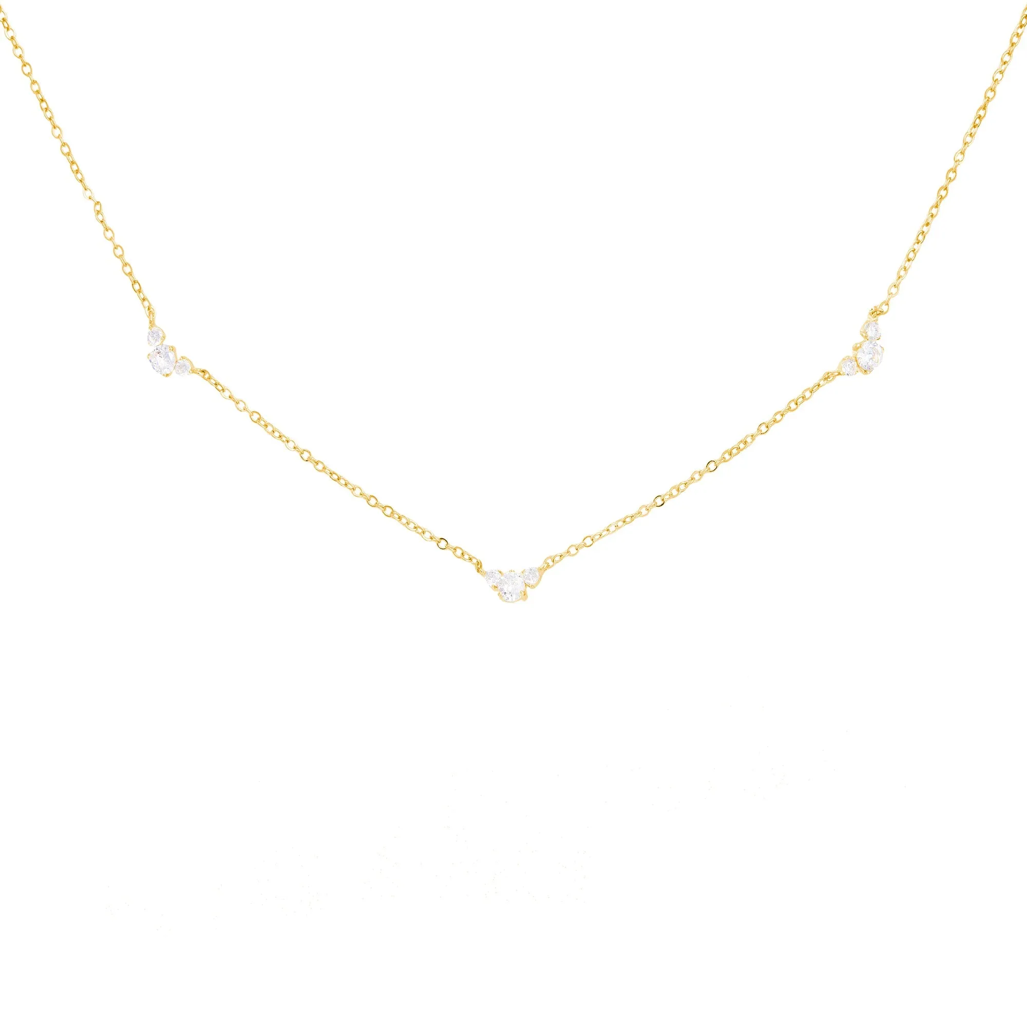 5 for 60% Off - White Topaz Cluster Necklace In Gold: The Leona