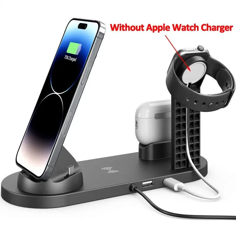 5-in-1 Wireless Charging Station for iPhone 15/14/13/12/11/X, Apple Watch, and AirPods - Fast Charging Dock for Desk