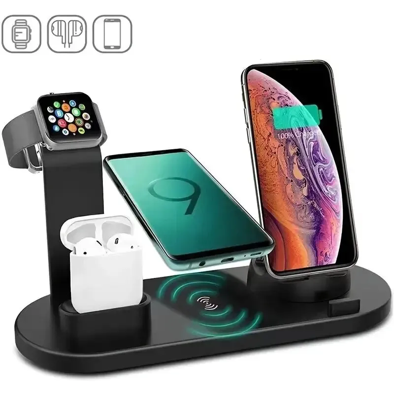 5-in-1 Wireless Charging Station for iPhone 15/14/13/12/11/X, Apple Watch, and AirPods - Fast Charging Dock for Desk