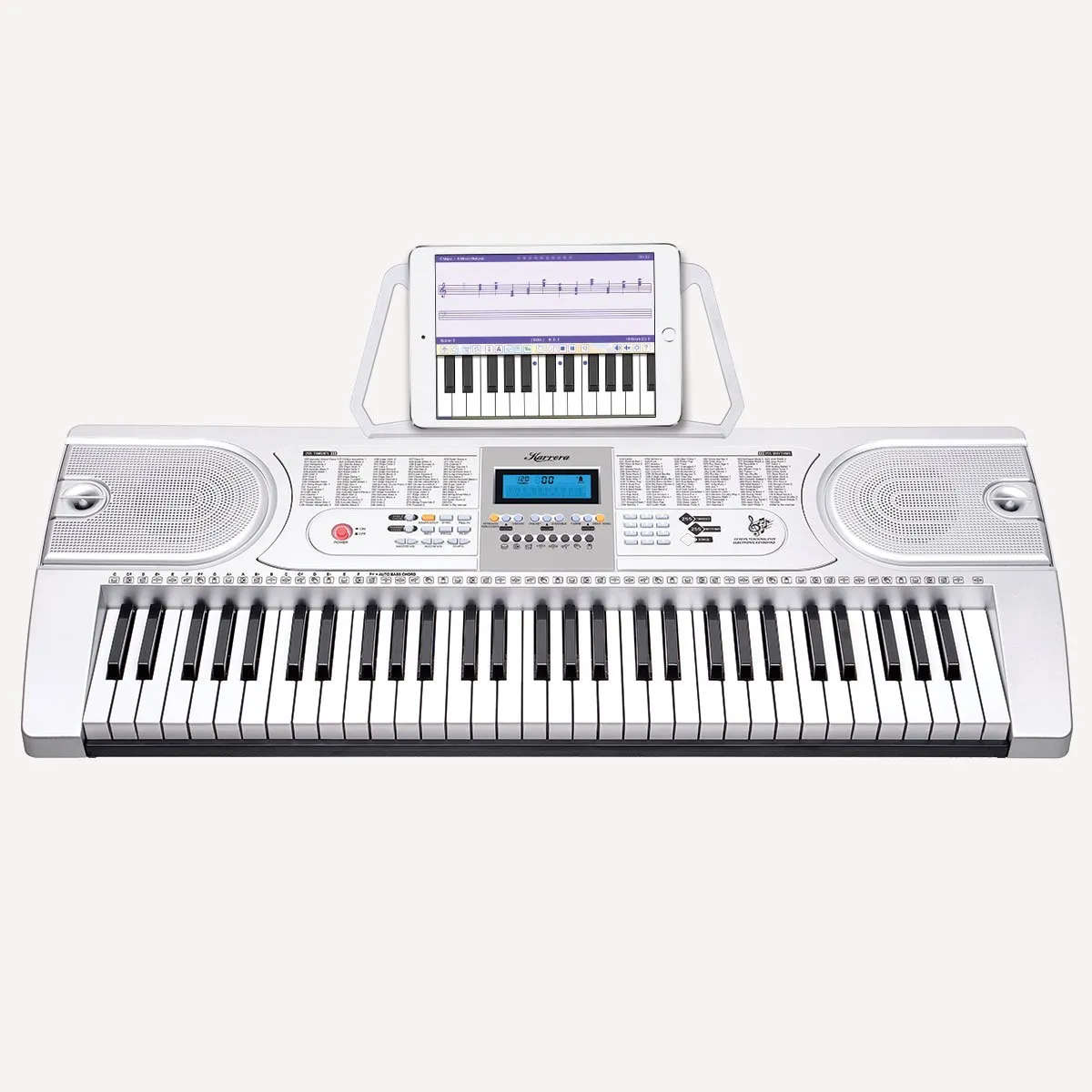 61-Key Electronic Keyboard with Stand, 255 Rhythms, Silver