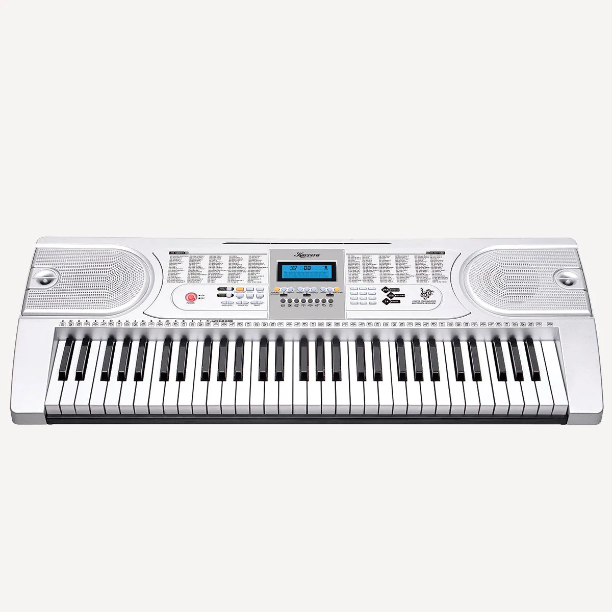 61-Key Electronic Keyboard with Stand, 255 Rhythms, Silver