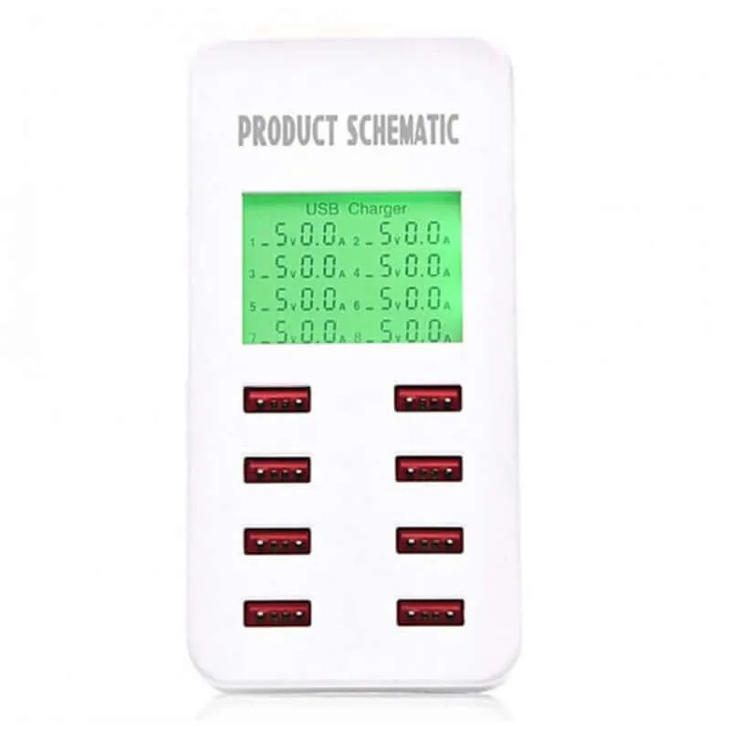 8-port USB Charger with LCD Display