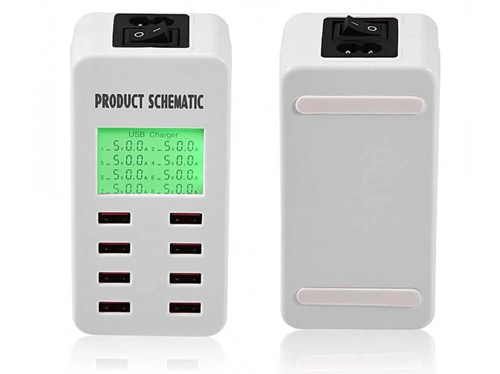 8-port USB Charger with LCD Display