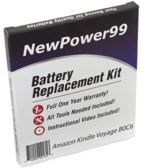 Amazon Kindle Voyage B0C6 Battery Replacement Kit with Tools, Video Instructions and Extended Life Battery and Full One Year Warranty