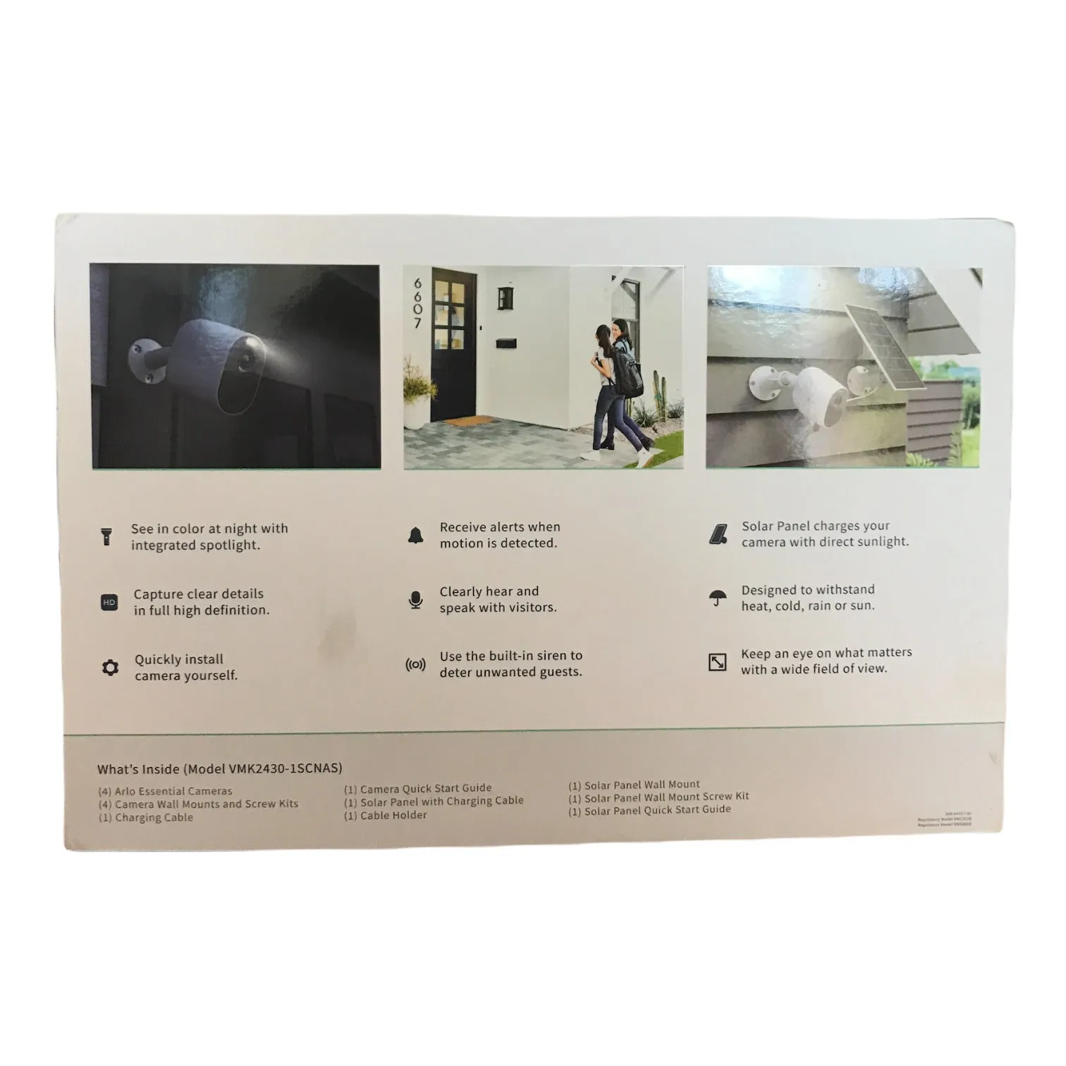 Arlo Essential Spotlight Camera  4 Cameras, 1 Solar Panel *Open Box*