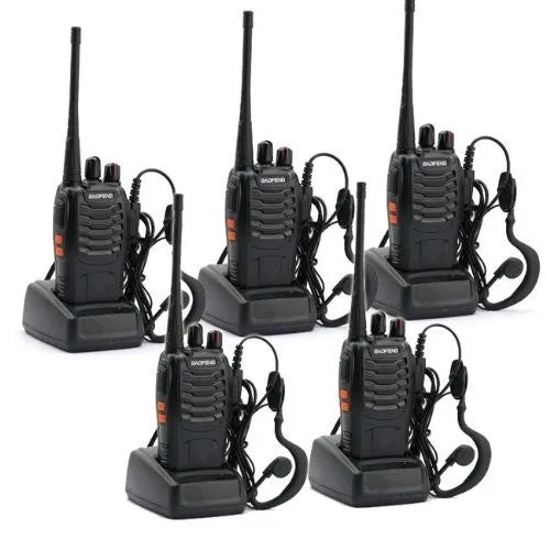 Baofeng BF-888S [5 Pack] | UHF |  5W | 16CH | CTCSS/DCS | Emergency Alarm | Flashlight