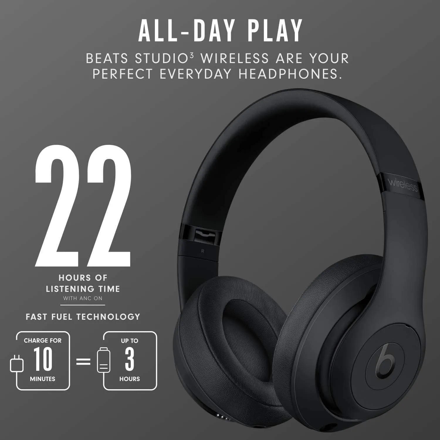 Beats Studio3 Wireless Noise Cancelling Over-Ear Headphones - Matte Black