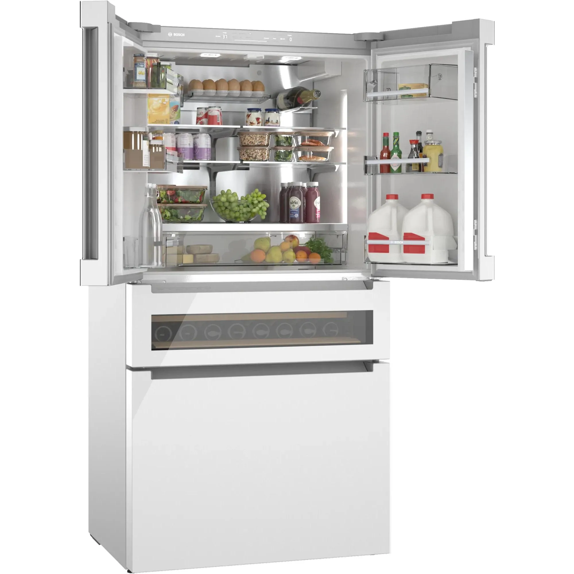 Bosch 36-inch, 20.5 cu.ft. Counter Depth French 4-Door Refrigerator with FlexBar™ B36CL81ENW