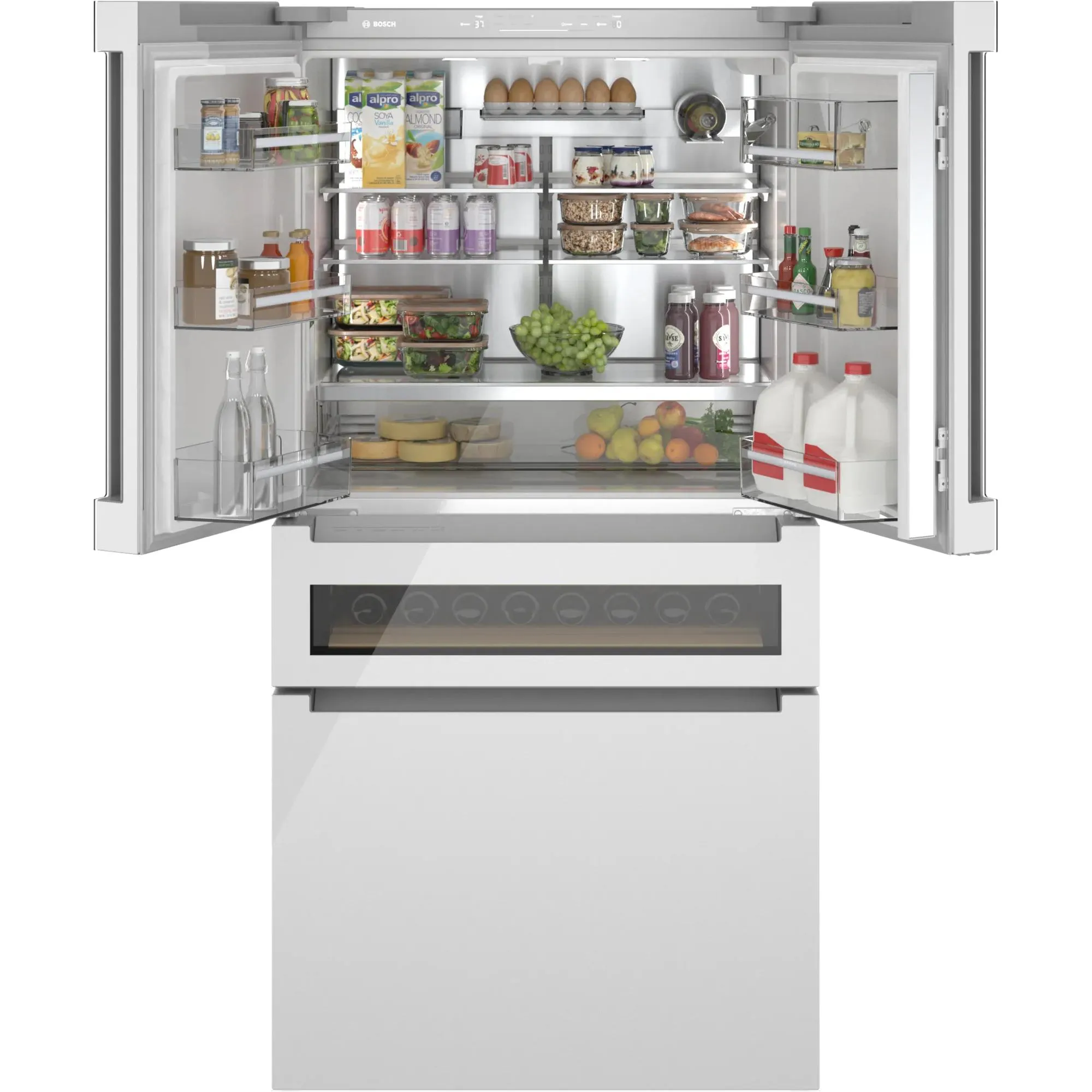 Bosch 36-inch, 20.5 cu.ft. Counter Depth French 4-Door Refrigerator with FlexBar™ B36CL81ENW