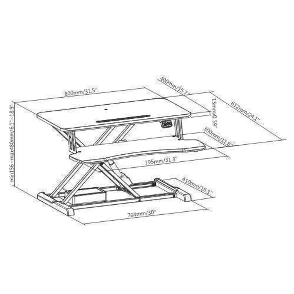 Brateck Desktop Sit-Stand Workstation 480mm 20kg