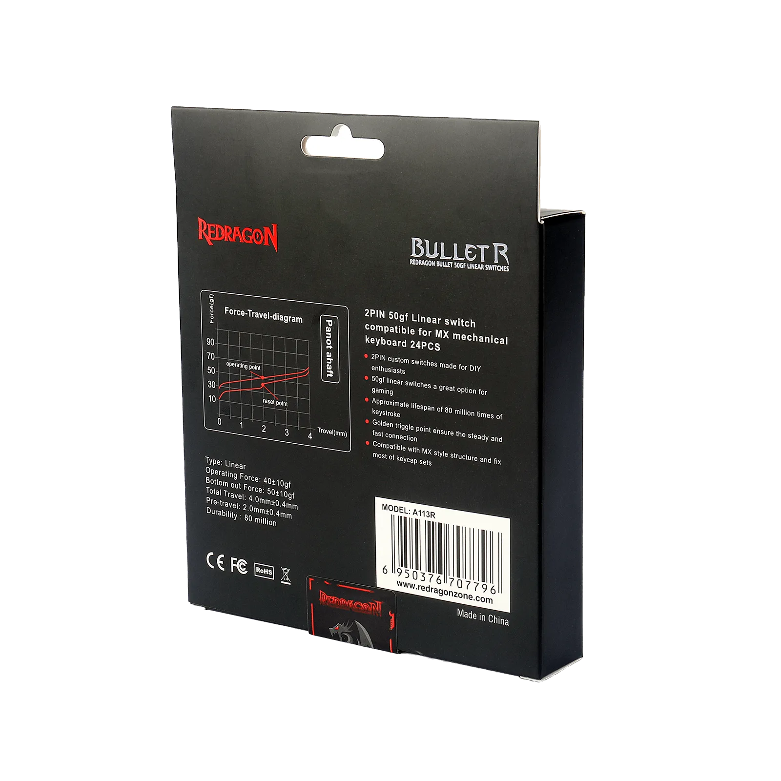 BULLET-R A113 Mechanical Switch (24 pcs Switches, Red Equivalent)