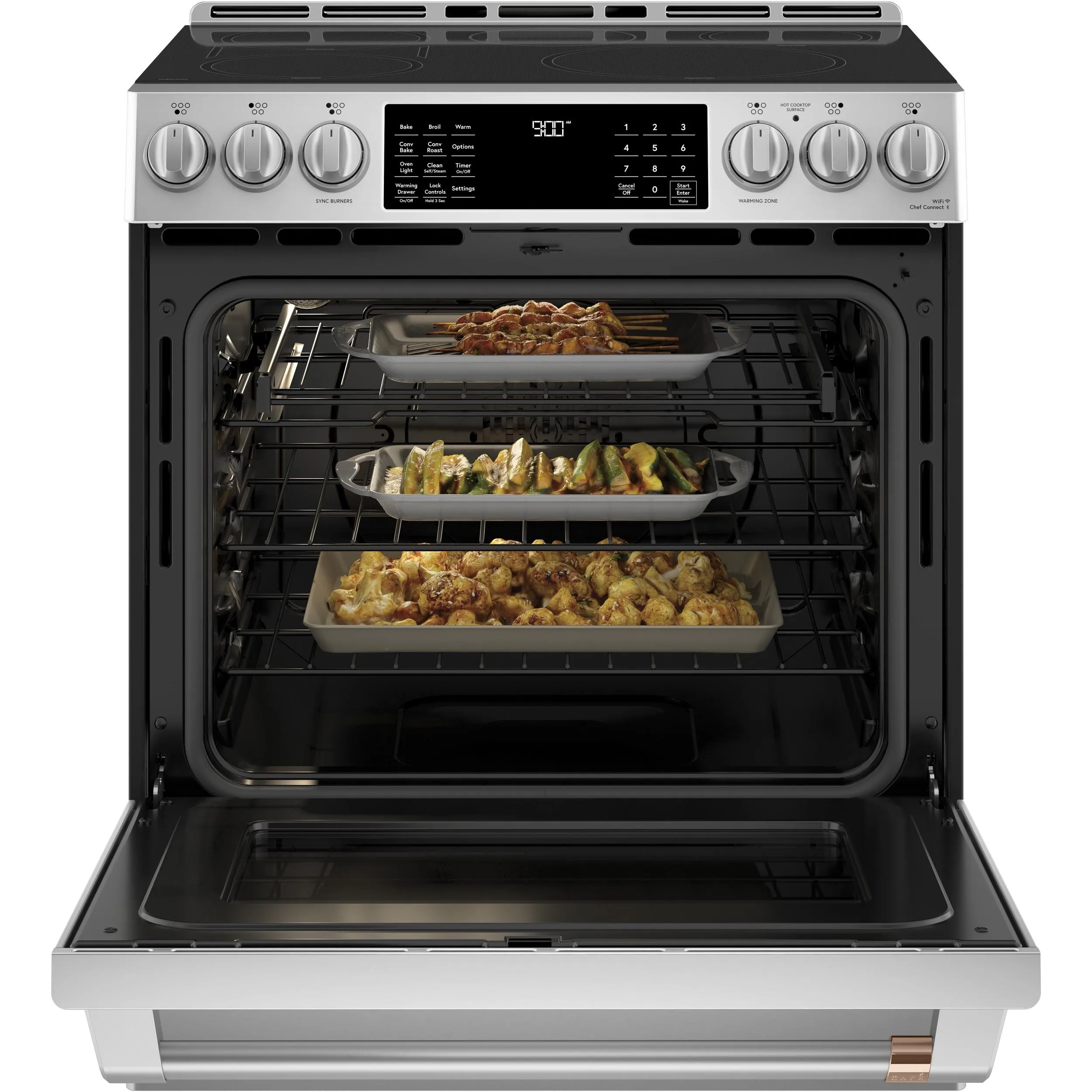 Café 30-inch Slide-in Induction Range with Warming Drawer CCHS900P2MS1