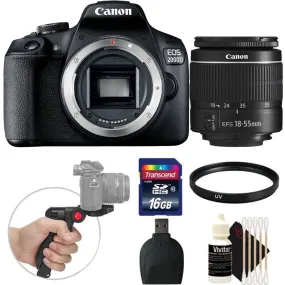 Canon EOS 2000D / Rebel T7 DSLR Camera   18-55mm III Lens   UV Filter   Accessory Kit