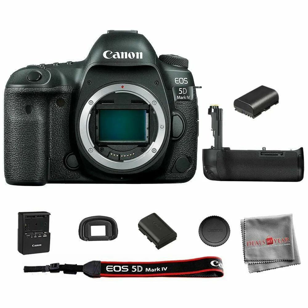 Canon EOS 5D Mark IV DSLR Camera Body with Battery Grip & Extra Battery Pack