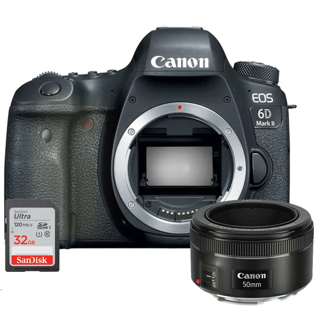 Canon EOS 6D MK II DSLR Camera Body Only   EF 50mm f/1.8 STM Lens Kit