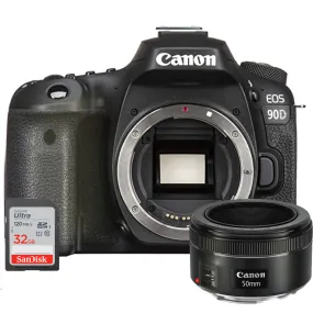 Canon EOS 90D 32.5MP Digital SLR Body Only   EF 50mm f/1.8 STM Lens Kit