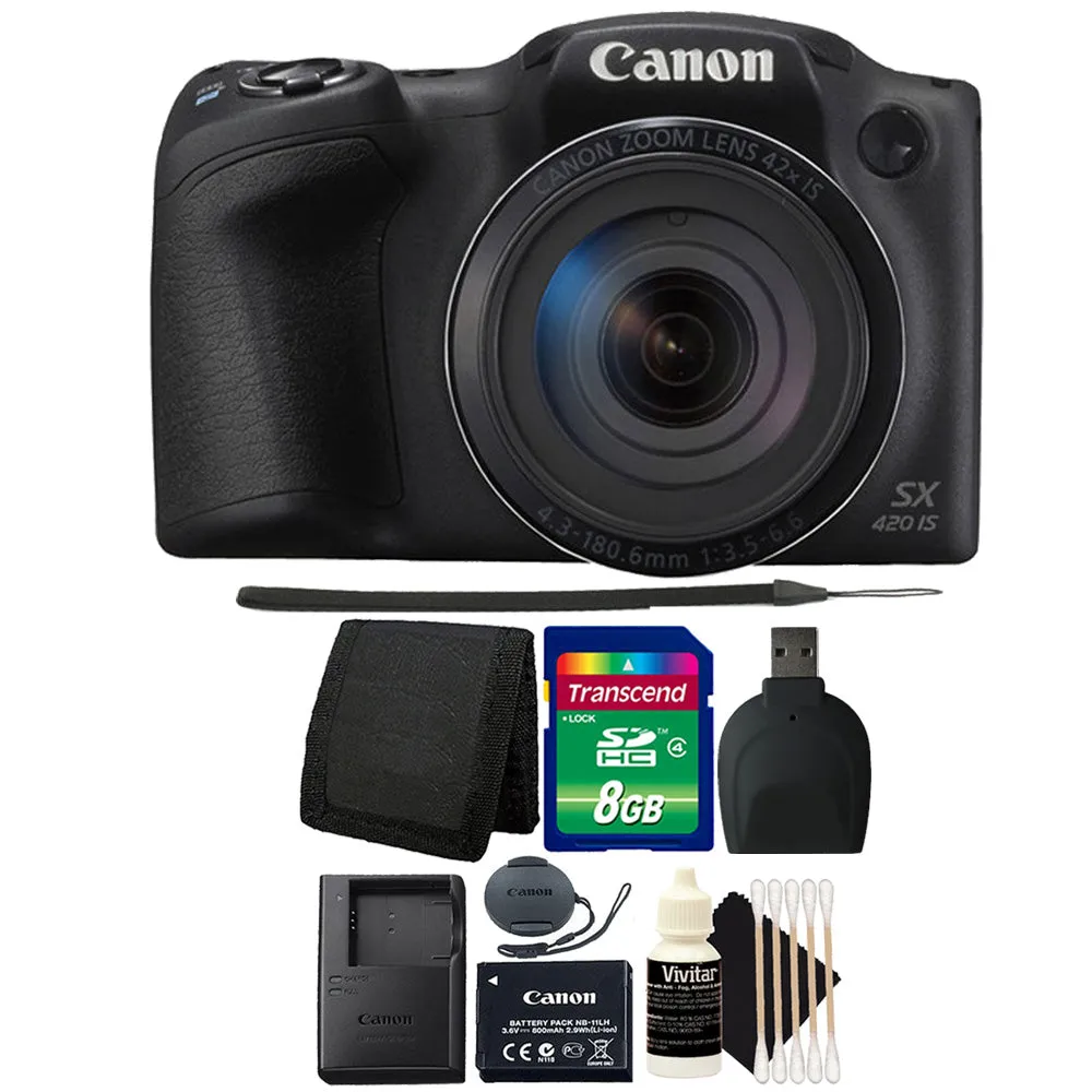 Canon PowerShot SX420 IS Digital Camera Black with Accessory Bundle