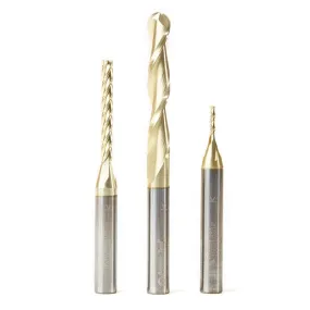 Carving Ball Nose & Flat Bottom CNC Router Bit Collection | 3 Piece | Set 1⁄4" Shank, 1⁄16, 1⁄8 & 1⁄4 Dia | AMS-145 | 738685145555