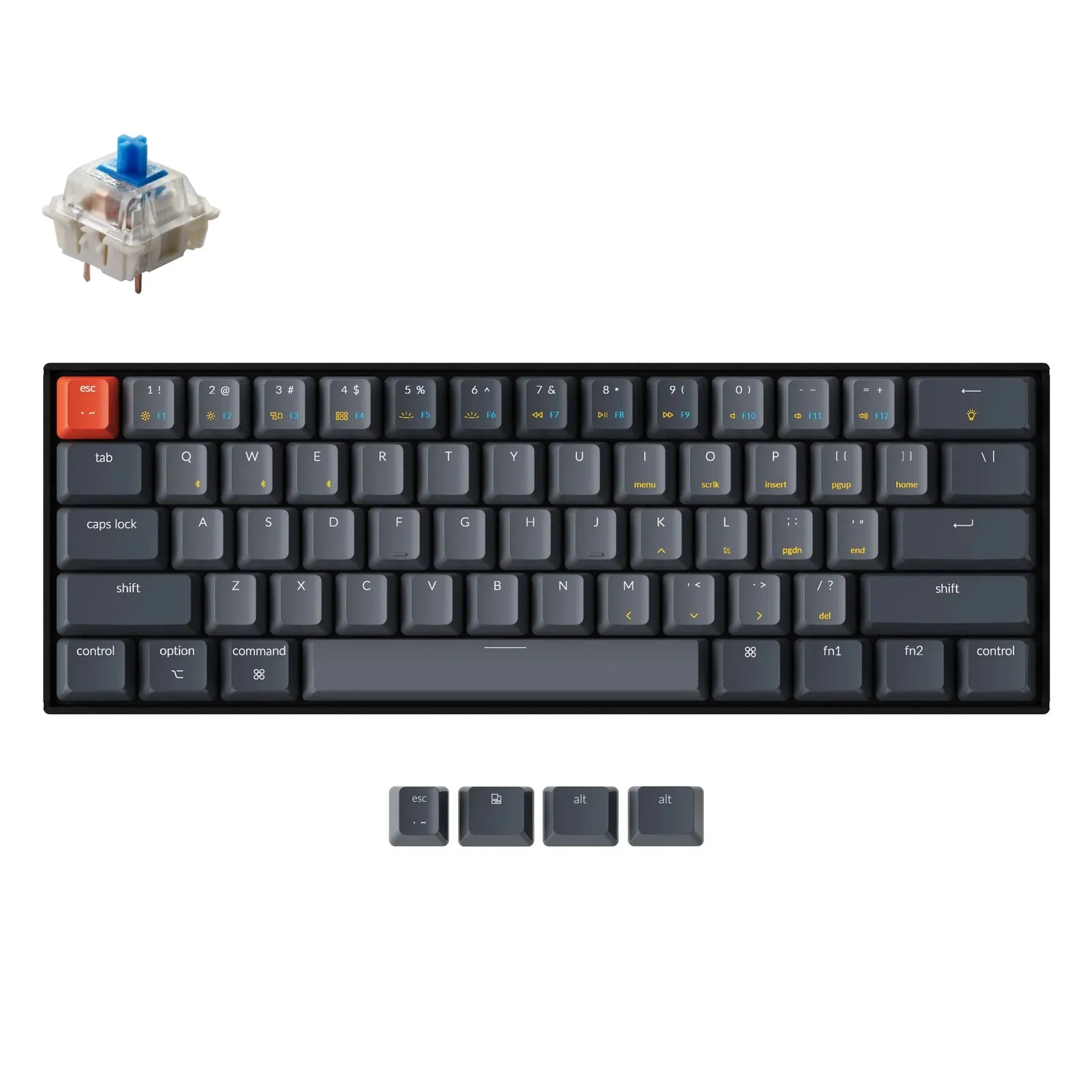 [CLEARANCE] Keychron K12 61 Keys Compact Bluetooth Wireless / Wired TKL Tenkeyless Mechanical Keyboard with RGB Backlight and Hot-Swappable Switches for Mac and Windows PC Computer (Blue Clicky, Brown Tactile) K12H2 K12H3