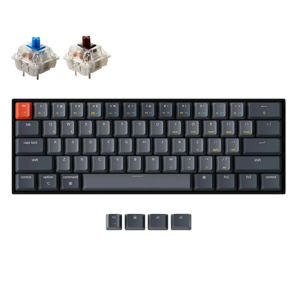 [CLEARANCE] Keychron K12 61 Keys Compact Wireless / Wired TKL Tenkeyless Mechanical Keyboard with Bluetooth Connectivity, RGB Backlight Aluminum Frame and Hot-Swappable Switches for Mac and Windows PC Computer (Blue Clicky, Brown Tactile)