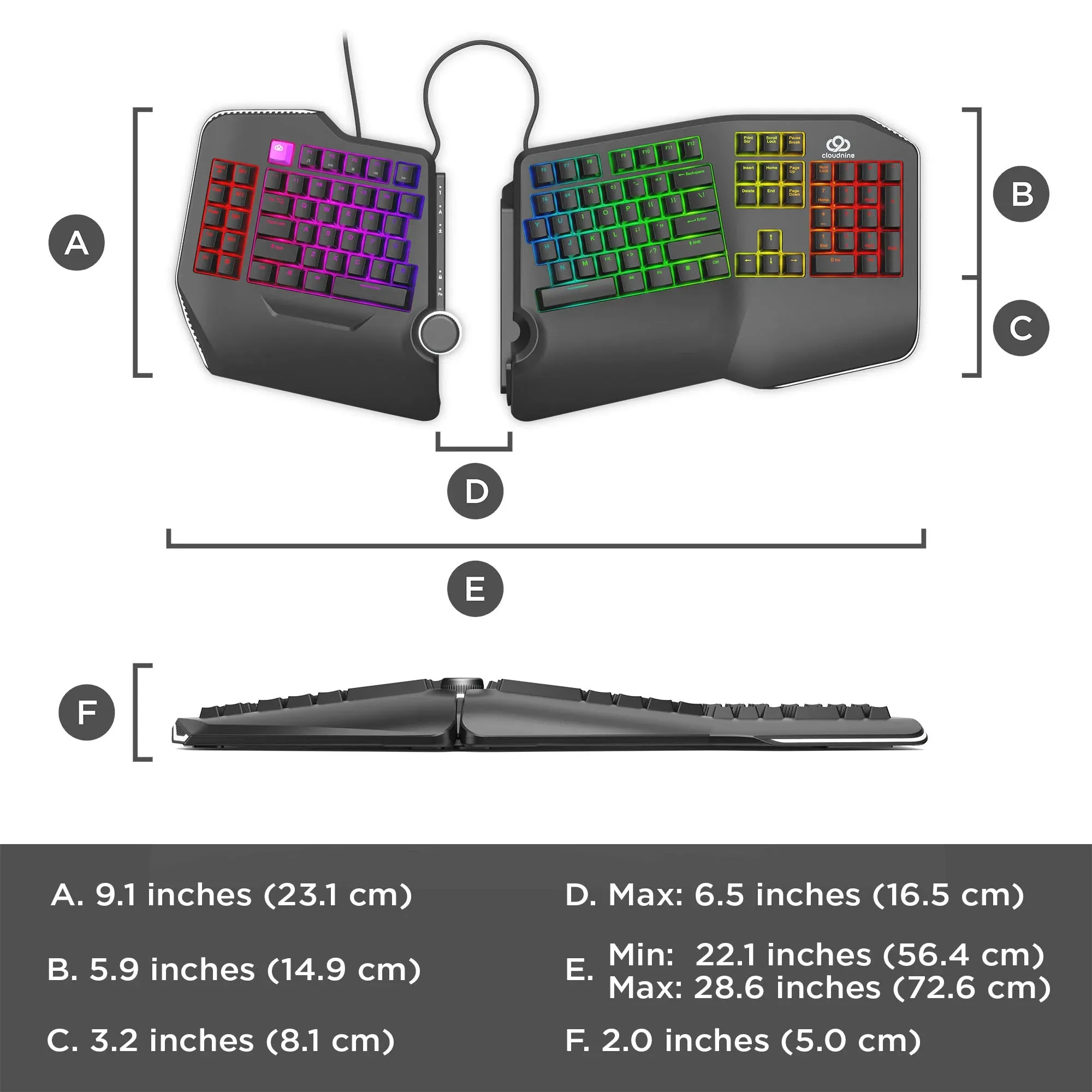 Cloud Nine ErgoFS Ergonomic Split Mechanical Keyboard C989