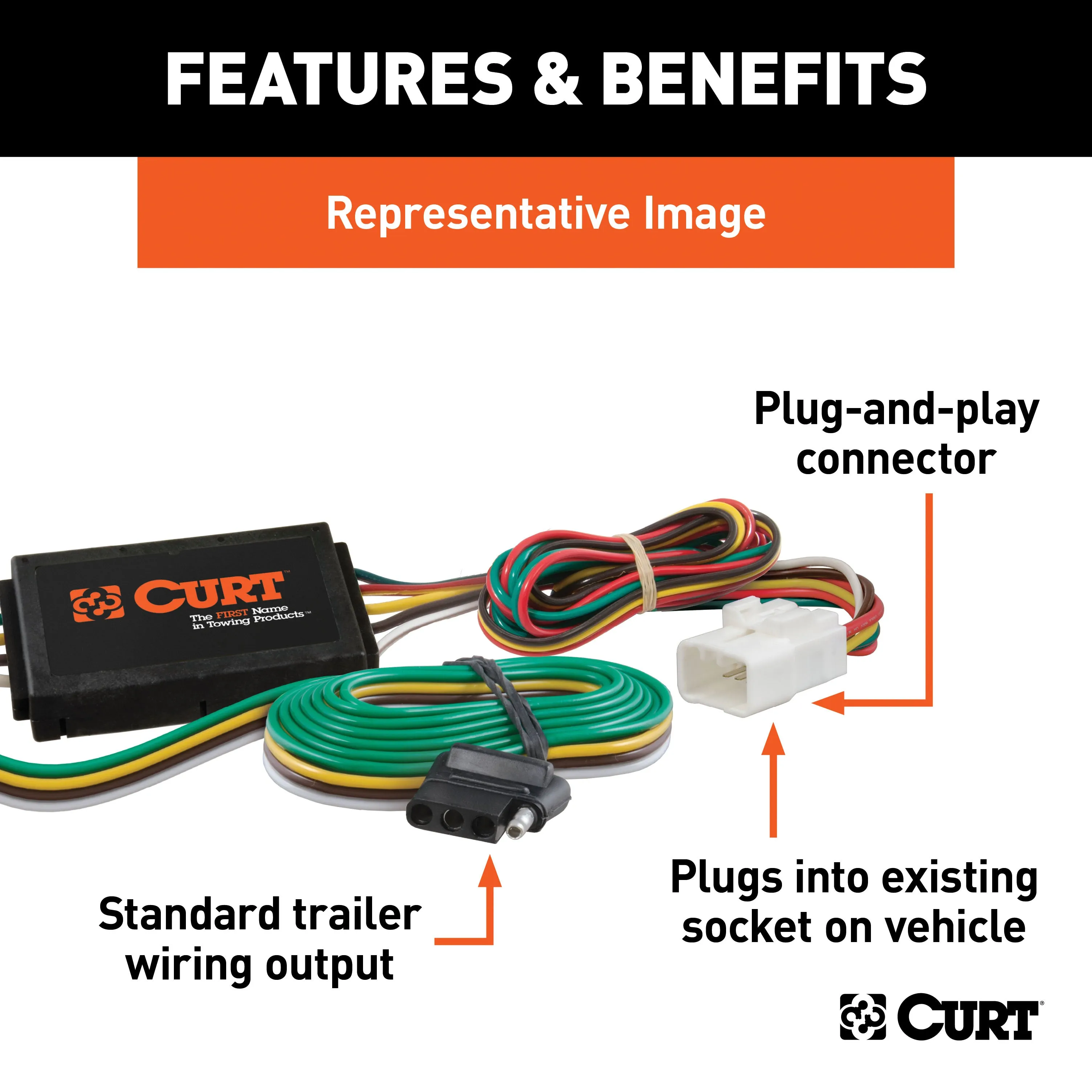 CURT 55367 Custom 4-Flat; Select Toyota Tundra; OEM Tow Package Required