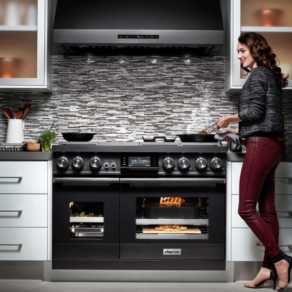 Dacor - 6.6 cu. ft  Dual Fuel Range in Black Stainless - DOP48M96DPM