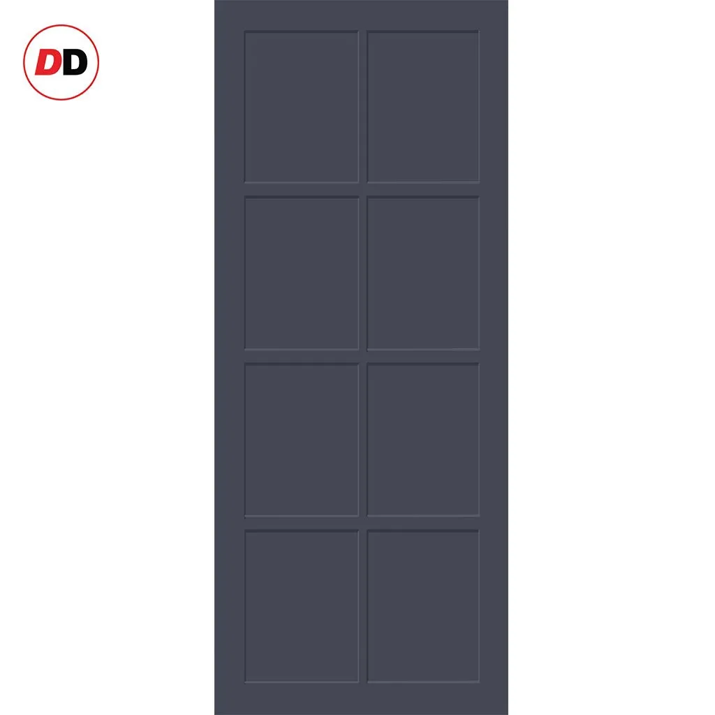 Double Sliding Door & Premium Wall Track - Eco-Urban® Perth 8 Panel Doors DD6318 - 6 Colour Options