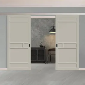 Double Sliding Door & Premium Wall Track - Eco-Urban® Sheffield 5 Panel Doors DD6312 - 6 Colour Options