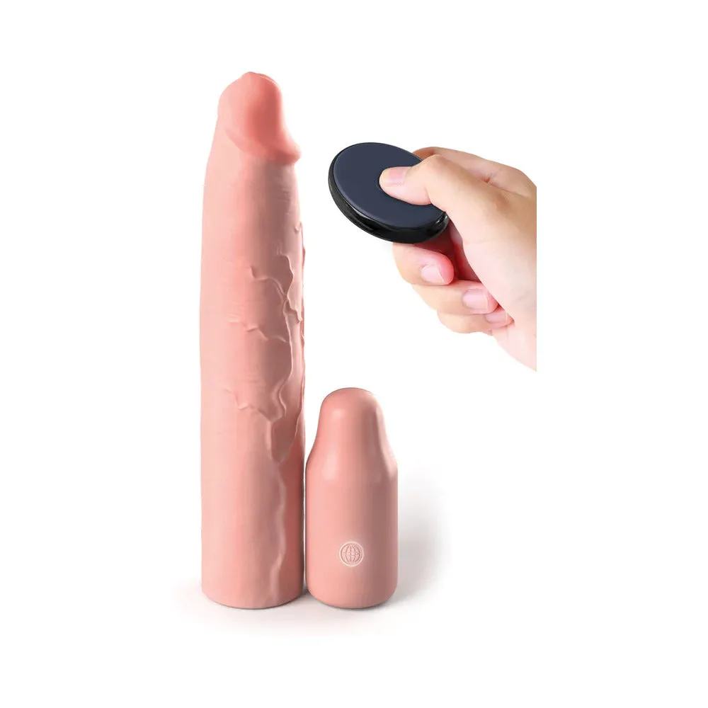 Fantasy X-tensions Elite 9 in. Silicone Mega Extension Sleeve 3 in. Vibrating Beige