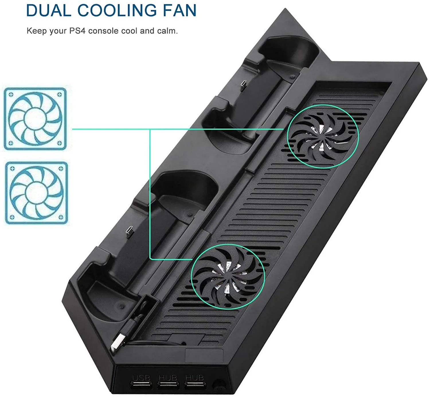 For PS4 Vertical Stand Cooling Fan Controller Charging Dock Station Stand