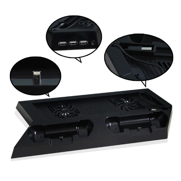 For PS4 Vertical Stand Cooling Fan Controller Charging Dock Station Stand