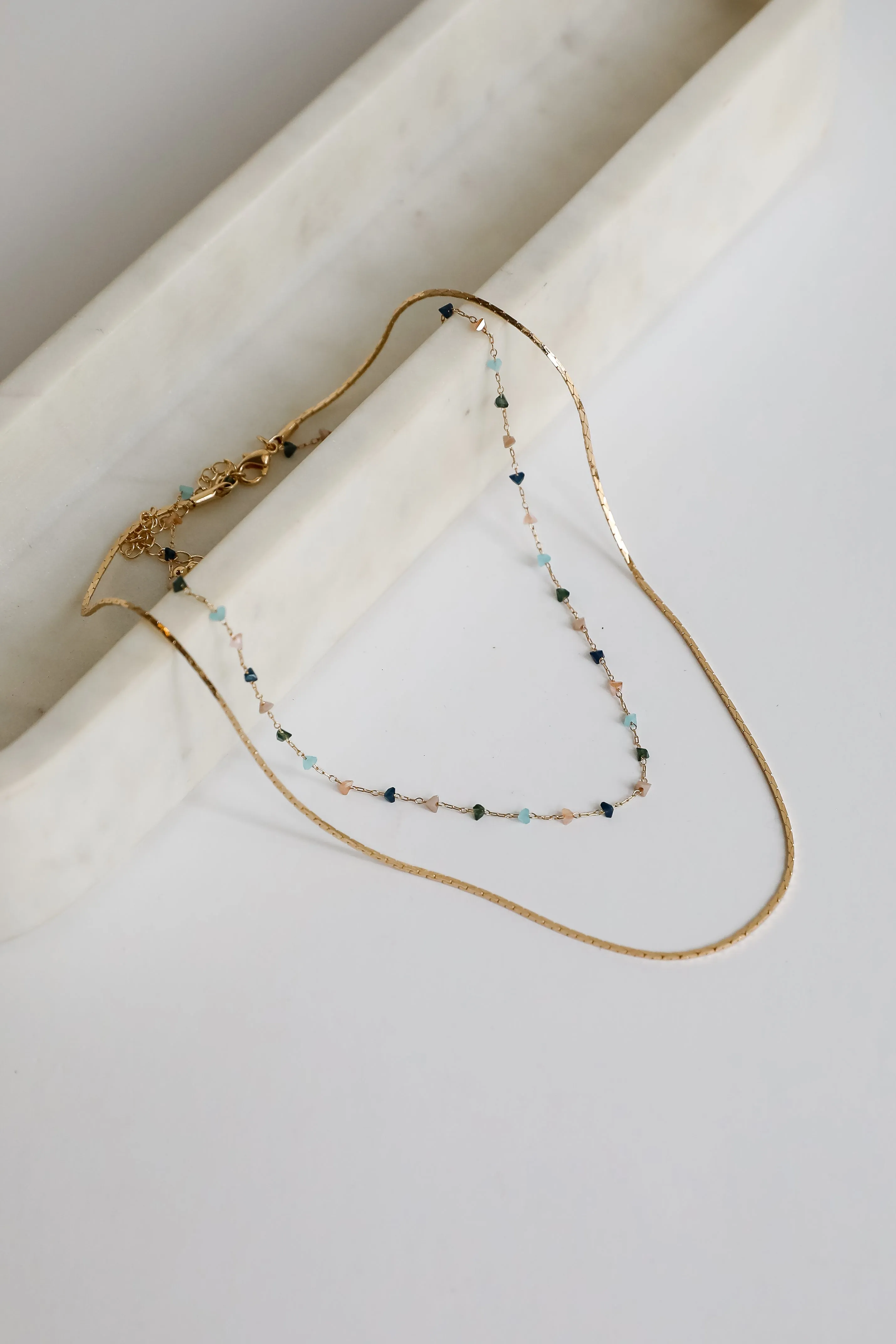 Gabby Gold Beaded Layered Necklace