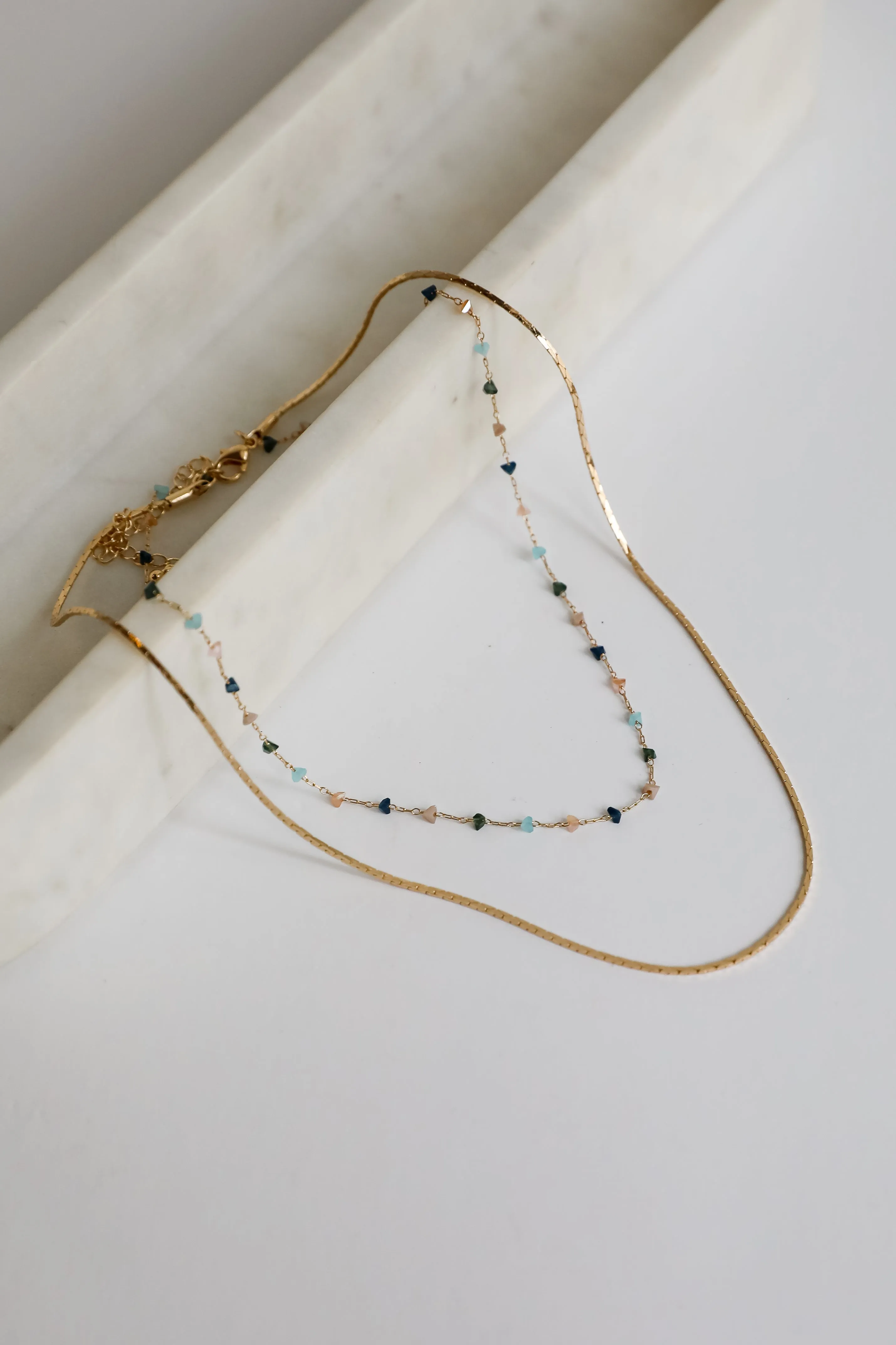 Gabby Gold Beaded Layered Necklace