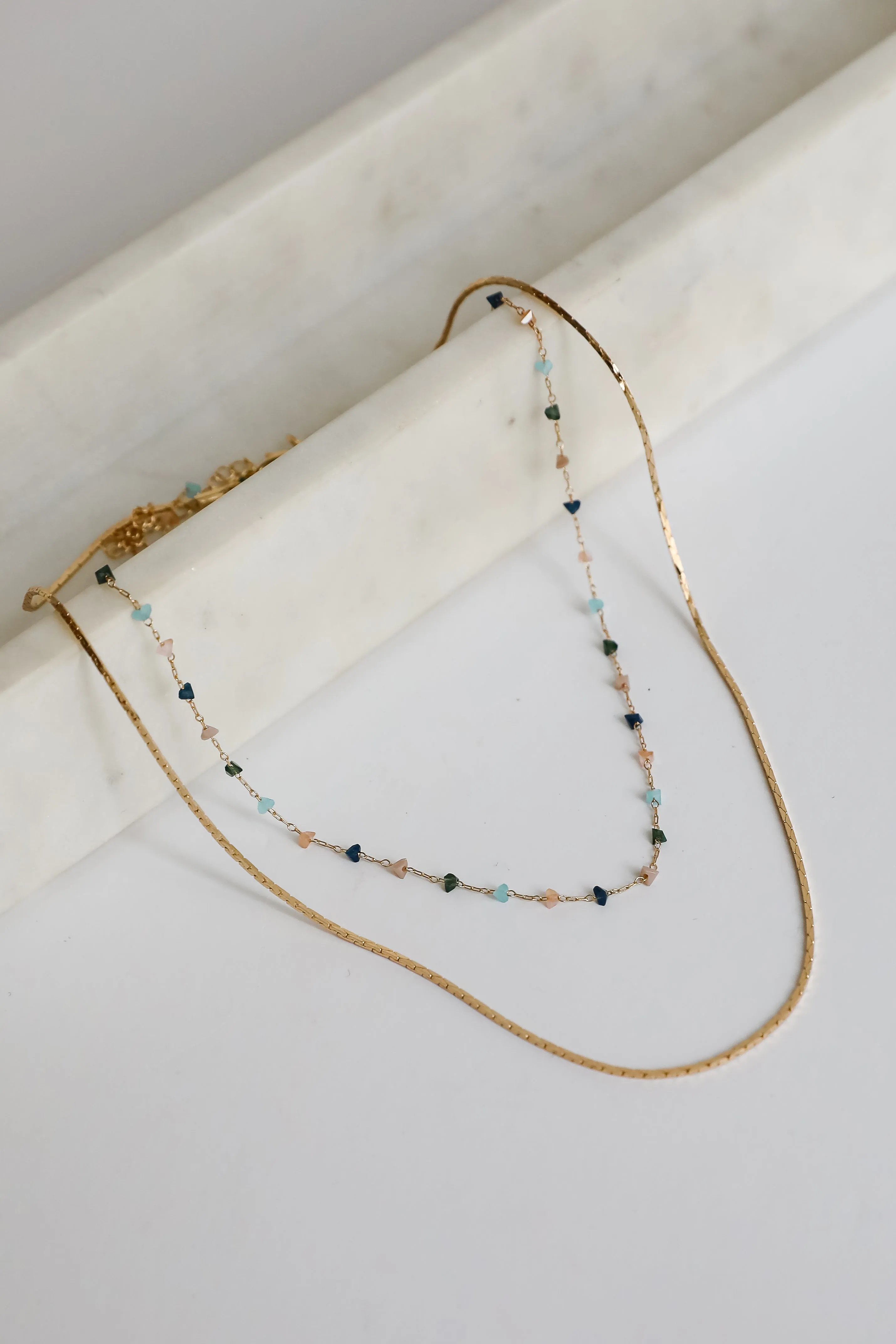 Gabby Gold Beaded Layered Necklace