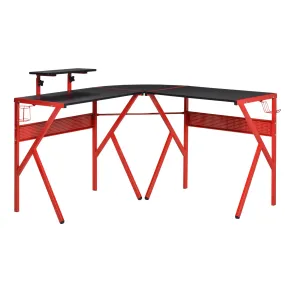 Gaming Desk L-Shaped Corner Computer Table for Home Office PC Workstations with Adjustable Monitor Stand , Red