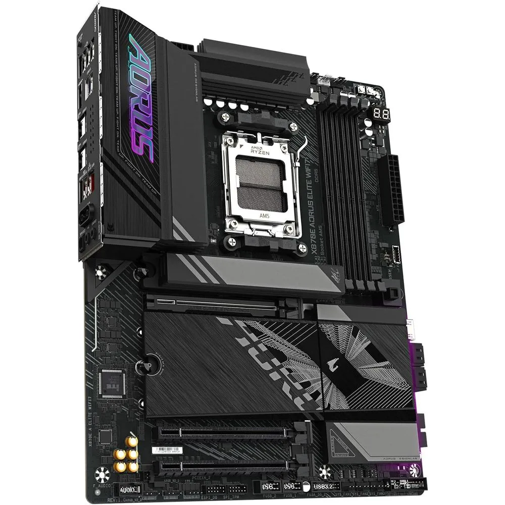 Gigabyte X870E AORUS Elite WIFI7 AMD AM5 LGA 1718 Motherboard, ATX, DDR5, 4X M.2, PCIe 5.0, USB4, WIFI7, 2.5GbE LAN, EZ-Latch