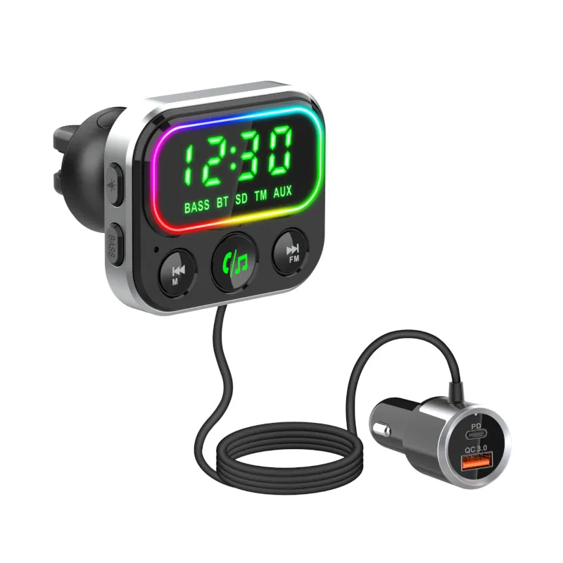 Gizzu Bluetooth 5 Usb Rgb Led Pd 18W | Qc3.0 18W | Usb | Microsd Fm Transmitter Handsfree Kit