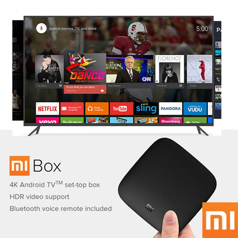 Global Xiaomi Mi TV Box 3 Android 6.0 Smart 4K Cortex-A53 WiFi Bluetooth 8GB H.265 Set-top Sling Youtube Netflix 4K DTS Dolby