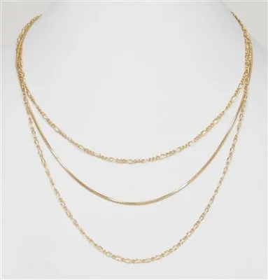 Gold Dainty Chain Triple Layered Necklace