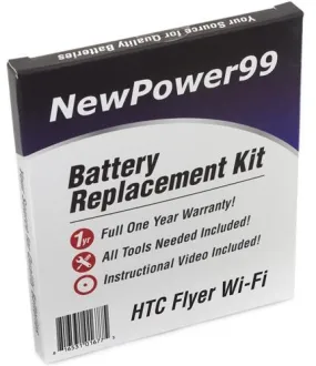 HTC Flyer Wi-Fi Battery Replacement Kit with Tools, Video Instructions and Extended Life Battery