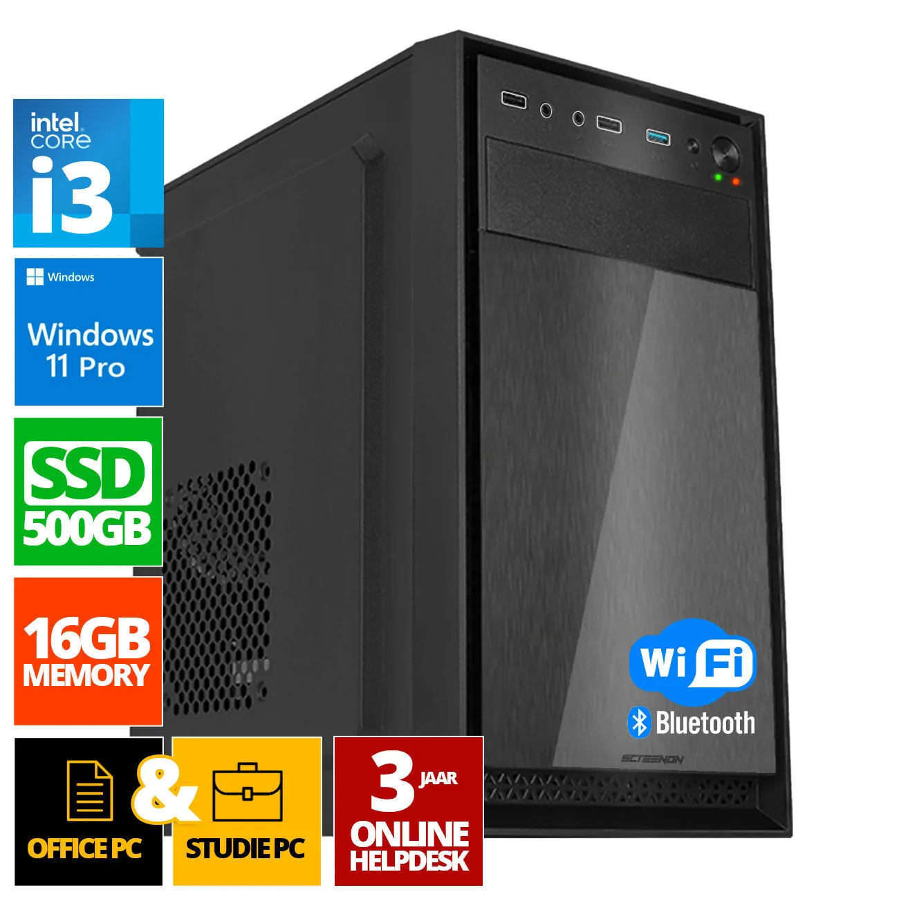 Intel Compleet PC | Intel Core i3 | 16 GB DDR4 | 500 GB SSD - NVMe | Windows 11 Pro