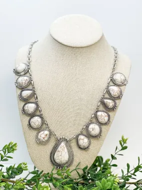 Ivory Semi Precious Western Teardrop Necklace