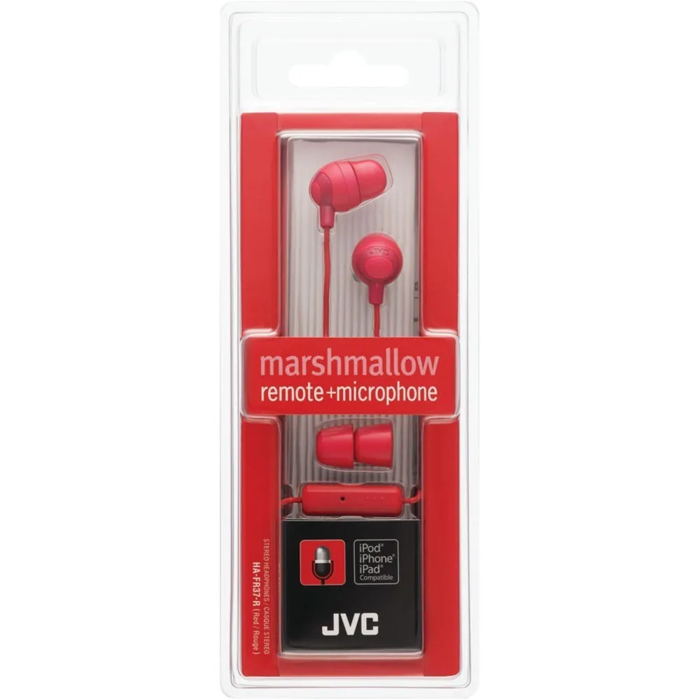 JVC HAFR37R Marshmallow(R) Inner-Ear Earbuds with Microphone & Remote (Red)